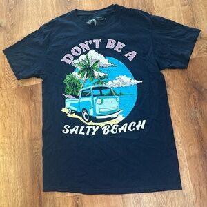 Source Unknown Black Graphic Tee with Beach Van Design